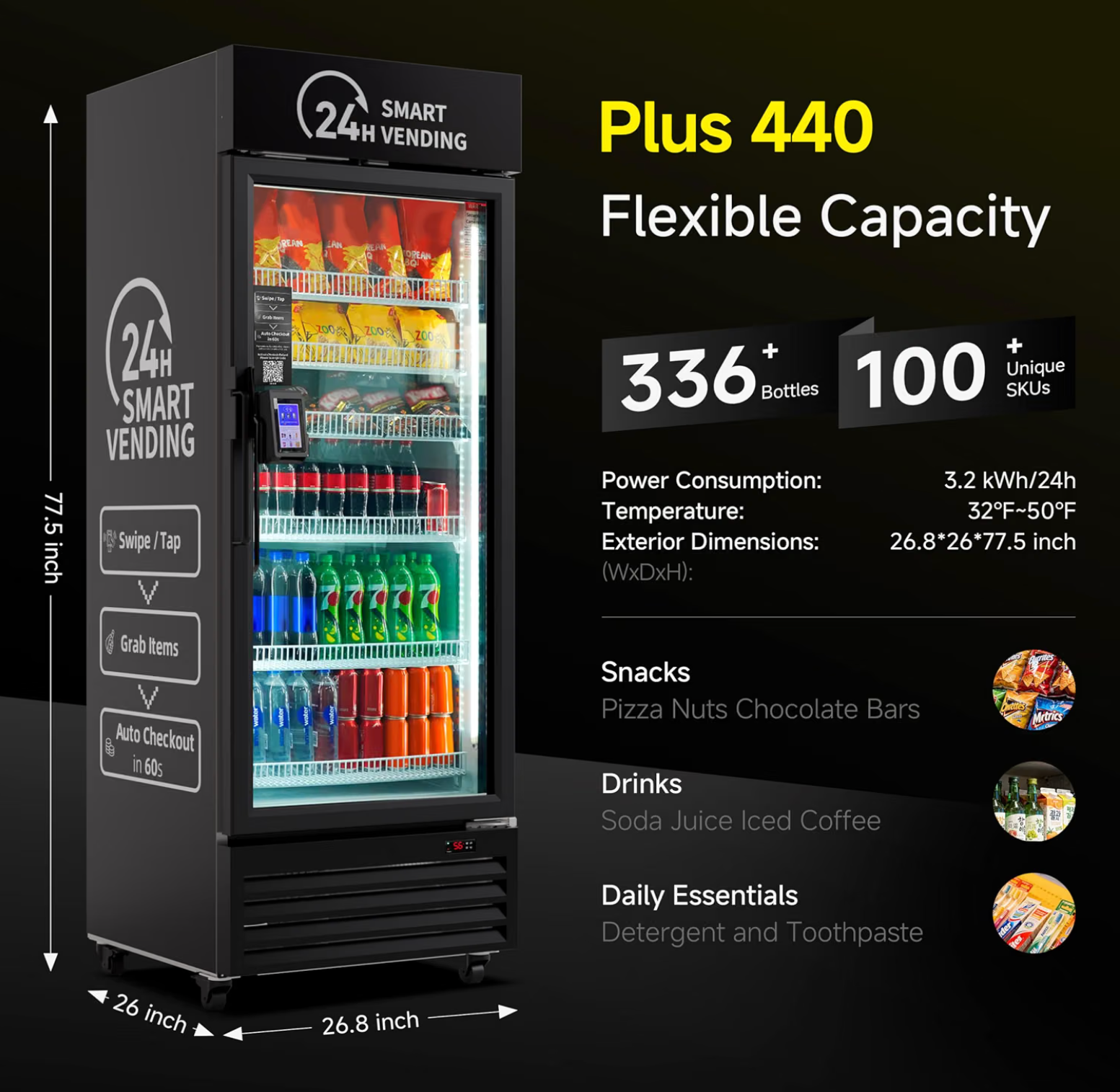 HAHA Plus 440-AI smart vending machine specifications